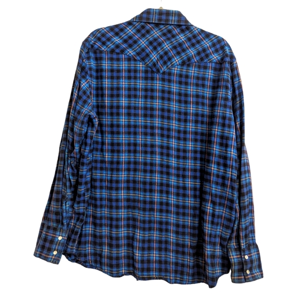 Wrangler Western Blue Plaid Pearl Snap Button Up Shirt Mens XL  Cotton - Picture 2 of 8